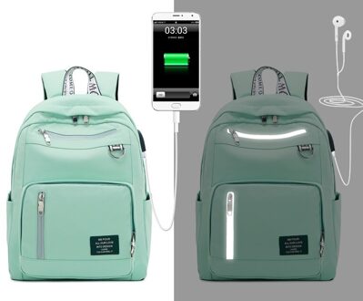 Atinfor Usb Opladen Waterdichte Rugzak Vrouwen Anti Diefstal Reflectivetravel Bagpack Laptop School Boekentas Voor Tiener Meisjes groen / 29.5x14.5x38.5cm