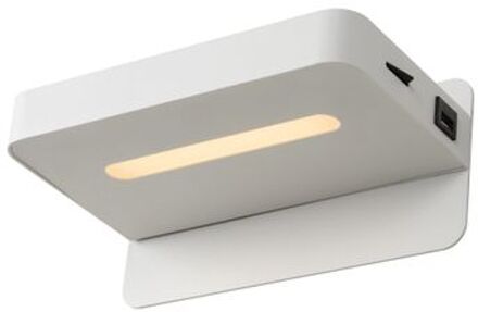 ATKIN - Bedlamp - LED - 1x6W 3000K - Met USB oplaadpunt - Wit