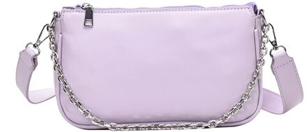Atli 2 In 1 Pu Leer Effen Kleur Schoudertassen Voor Vrouwen Crossbody Tas Onderarm Zak sac Epaule A - licht paars