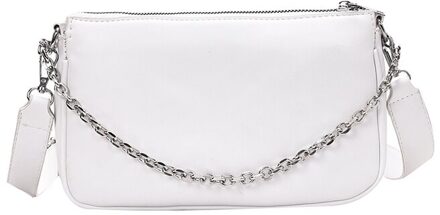 Atli 2 In 1 Pu Leer Effen Kleur Schoudertassen Voor Vrouwen Crossbody Tas Onderarm Zak sac Epaule A - wit