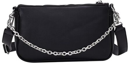 Atli 2 In 1 Pu Leer Effen Kleur Schoudertassen Voor Vrouwen Crossbody Tas Onderarm Zak sac Epaule A - zwart