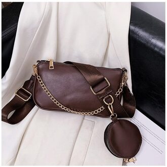 Atli 2 In 1 Pu Leer Effen Kleur Schoudertassen Voor Vrouwen Crossbody Tas Onderarm Zak sac Epaule B - bruin