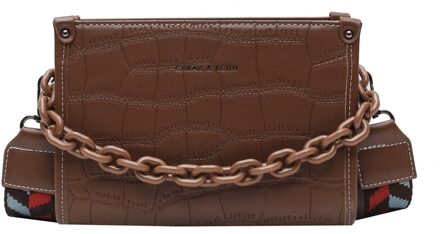 Atli Krokodil Patroon Mini Pu Lederen Tassen Voor Vrouwen Lady Schouder Handtas Vrouwelijke Mode Cross Body Bag koffie kleur