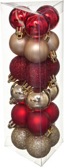 Atmosphera 18x stuks kerstballen rood/goud glans en mat kunststof 3 cm Multi
