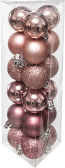 Atmosphera 18x stuks kerstballen roze glans en mat kunststof 3 cm