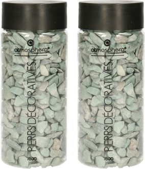 Atmosphera 2x Potjes kleine decoratie/hobby stenen grijs groen 750 gram