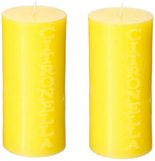 Atmosphera 2x stuks Citronella stomp kaarsen 64 branduren geel - geurkaarsen