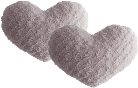Atmosphera 2x stuks pluche kussens hart oud roze 28 x 36 cm