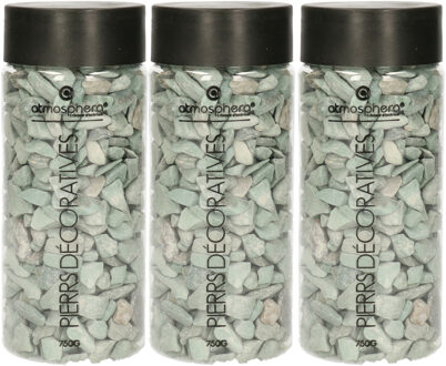 Atmosphera 3x Potjes kleine decoratie/hobby stenen groen grijs 750 gram