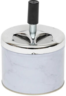 Atmosphera Asbak met draai mechaniek - marmerlook wit - D9.5 cm - metaal - voor binnen/balkon/serre