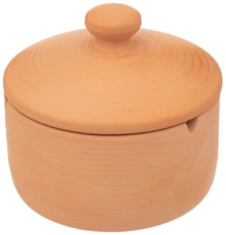 Atmosphera Asbak met stijlvolle deksel - Terracotta - D13 cm - steenrood - voor binnen/balkon/serre - Asbakken