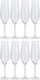 Atmosphera Atmosfera Prosecco/Champagneglazen - 8x - transparant - glas - 260 ml - hoog model - Champagneglazen