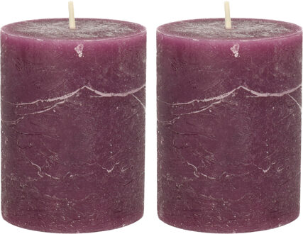 Atmosphera Atmospera Atmospera Stompkaars/cilinderkaars - 2x - bordeaux rood - 7 x 9 cm - middel rustiek model