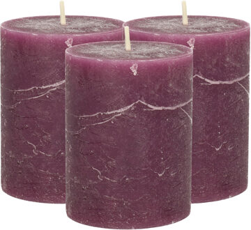 Atmosphera Atmospera Stompkaars/cilinderkaars - 3x - bordeaux rood - 7 x 9 cm - middel rustiek model