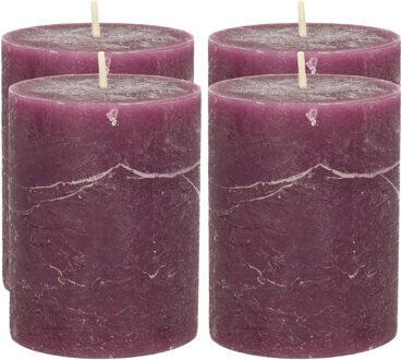 Atmosphera Atmospera Stompkaars/cilinderkaars - 4x - bordeaux rood - 7 x 9 cm - middel rustiek model