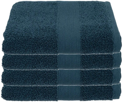 Atmosphera Badhanddoek - 4x - petrol blauw - 50 x 90 cm - katoen - 450 grams - luxe handdoek