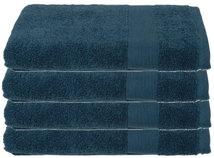Atmosphera Badhanddoek - 4x - petrol blauw - 70 x 130 cm - katoen - 450 grams - luxe handdoek