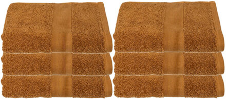 Atmosphera Badhanddoek - 6x - lichtbruin - 50 x 90 cm - katoen - 450 grams - luxe handdoek