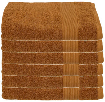 Atmosphera Badhanddoek - 6x - lichtbruin - 70 x 130 cm - katoen - 450 grams - luxe handdoek