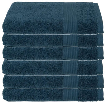 Atmosphera Badhanddoek - 6x - petrol blauw - 70 x 130 cm - katoen - 450 grams - luxe handdoek