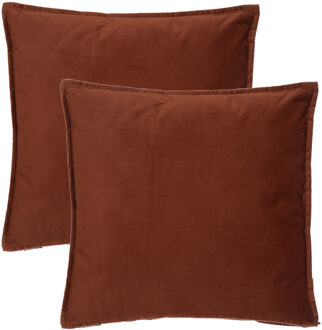 Atmosphera Bank/sierkussens huiskamer Sophia - 2x - 55 x 55 cm - Terracotta - polyester - met rits - Sierkussens Bruin