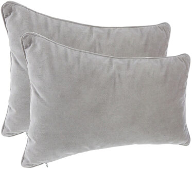 Atmosphera Bank/sierkussens huiskamer Sophia - 2x stuks - 30 x 50 cm - Zilvergrijs - polyester - met rits