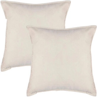 Atmosphera Bank/sierkussens huiskamer Sophia - 2x stuks - 52 x 52 cm - Ivoor wit - polyester - met rits