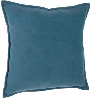Atmosphera Bank/sierkussens huiskamer Sophia - 45 x 45 cm - blauw - polyester - met rits - Sierkussens