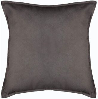 Atmosphera Bank/sierkussens huiskamer Sophia - 45 x 45 cm - donkergrijs - polyester - met rits - Sierkussens