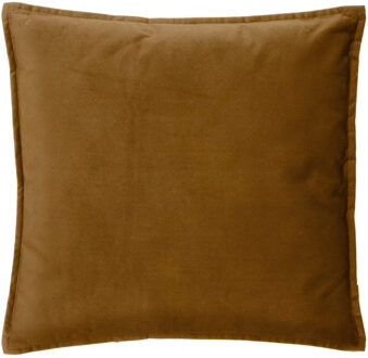 Atmosphera Bank/sierkussens huiskamer Sophia - 45 x 45 cm - goud/bruin - polyester - met rits - Sierkussens Goudkleurig