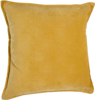 Atmosphera Bank/sierkussens huiskamer Sophia - 45 x 45 cm - okergeel - polyester - met rits - Sierkussens