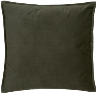 Atmosphera Bank/sierkussens huiskamer Sophia - 45 x 45 cm - olijfgroen - polyester - met rits