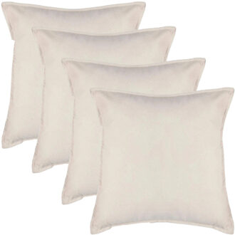Atmosphera Bank/sierkussens huiskamer Sophia - 4x stuks - 52 x 52 cm - Ivoor wit - polyester - met rits