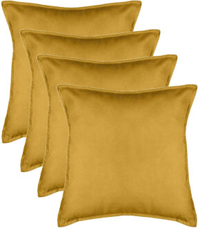 Atmosphera Bank/sierkussens huiskamer Sophia - 4x stuks - 52 x 52 cm - Okergeel - polyester - met rits