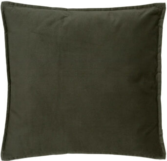 Atmosphera Bank/sierkussens huiskamer Sophia - 52 x 52 cm - Olijfgroen - polyester - met rits