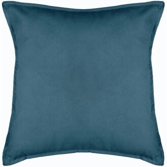Atmosphera Bank/sierkussens huiskamer Sophia - 55 x 55 cm - Blauw - polyester - met rits - Sierkussens