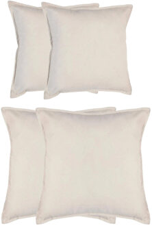 Atmosphera Bank/sierkussens huiskamer Sophia - set 4x stuks - Ivoor wit - polyester - met rits - In 2 formaten