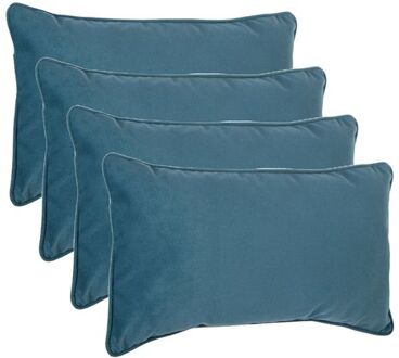 Atmosphera Bank/sierkussens Sophia - 4x - 30 X 50 Cm - Blauw