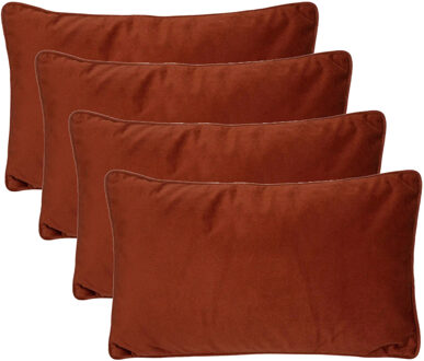 Atmosphera Bank/sierkussens Sophia - 4x stuks - 30 x 50 cm - polyester met rits