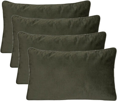 Atmosphera Bank/sierkussens Sophia - 4x stuks - 30 x 50 cm - polyester met rits