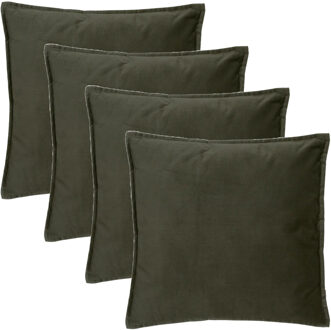 Atmosphera Bank/sierkussens Sophia - 4x stuks - 45 x 45 cm - polyester met rits