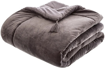 Atmosphera Bedsprei deken Sonia - fluweel donkergrijs - 80 x 180 cm - polyester - extra dik