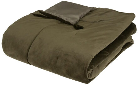 Atmosphera Bedsprei deken Sonia - fluweel donkergroen - 80 x 180 cm - polyester - extra dik