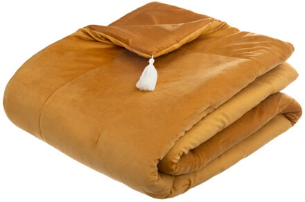 Atmosphera Bedsprei deken Sonia - fluweel okergeel - 80 x 180 cm - polyester - extra dik