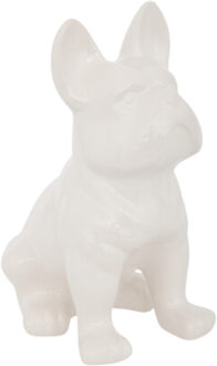Atmosphera Beeldje Franse Bulldog hond Eden - 22 cm - keramiek - wit- beeld