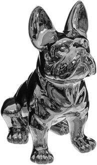 Atmosphera Beeldje Franse Bulldog hond Eden - 22 cm - keramiek - zilver - beeld