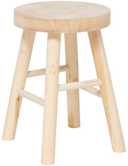 Atmosphera Bijzet krukje model Woody - lichtbruin - pauwlowna hout - D28 x H41 cm - bijzettafeltje