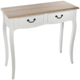 Atmosphera Bijzettafel/nachtkastje Palace - wit/naturel - MDF hout - 2 lade - 87 x 34 x 78 cm