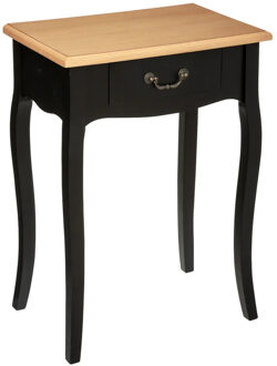Atmosphera Bijzettafel/nachtkastje Palace - zwart/naturel - MDF hout - 1 lade - 47 x 30 x 66 cm