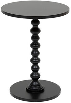 Atmosphera Bijzettafel/salontafel Alexa - zwart - MDF hout - rond - Planten verhoger - D38 x H50 cm
